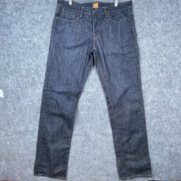 Hugo Boss Jeans Mens 34 Orange 25 Regular Fit Straight Dark Simple Minimalist - Picture 1 of 9
